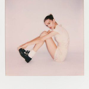 nwot With Jean Pip mini bodycon Dress | Chalk Flowers beige white milk collared